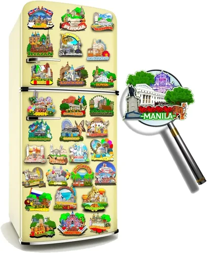 Vista 4 de Imán de Manila de Filipinas para nevera de madera 3D, monumentos de viaje, coleccionables, recuerdos, decoración hecha a mano -587