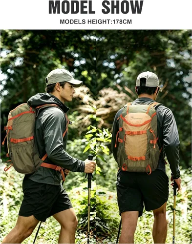 Vista 3 de MOUNTAINTOP Mochila de senderismo de 20L, mochila ligera para exteriores 20l-caqui verde