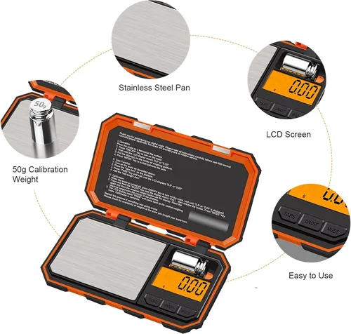 Vista 8 de Escala digital de gramos, mini báscula electrónica de bolsillo de 7.05 oz/0.00 oz Small scale with 6 Units,Jewelry Scale with LCD Display,Tare