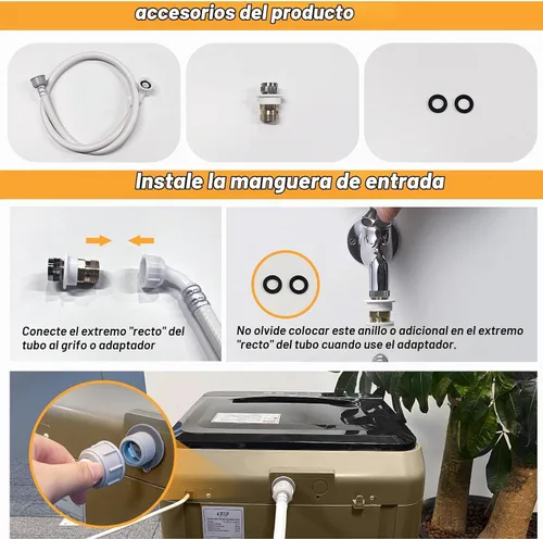 Vista 4 de Lavadora portátil de 17.7 libras, lavadora compacta completamente automática para apartamento, 10 programas de lavado, pequeña lavadora portátil