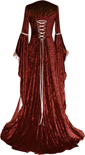 Vista 2 de Vestido medieval para mujer, disfraz estilo renacentista, de encaje, irlandés, largo, para cosplay, atuendo retro