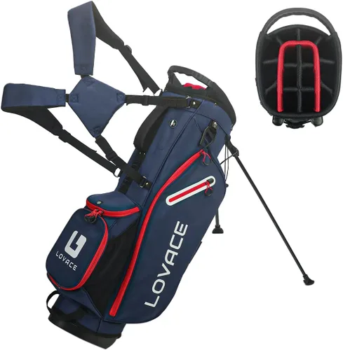 Vista 8 de Bolsa de golf con soporte de 14 divisiones, bolsa de golf ligera con soporte para hombres y mujeres Negro