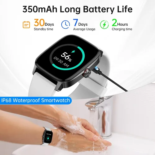 Vista 8 de Relojes inteligentes para mujeres y hombres con llamada Bluetooth y voz AI, monitor de actividad física HD de 1.85 pulgadas con monitor de sueño
