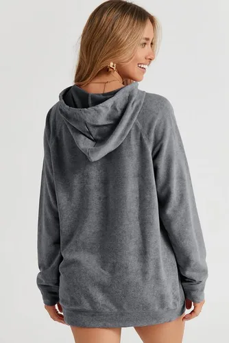 Vista 5 de SHEWIN Sudadera casual con capucha para mujer, manga larga, lisa, ligera, holgada, con bolsillo