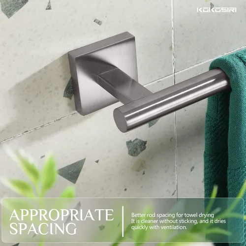 Vista 7 de KOKOSIRI Toallero de 24 pulgadas para baño, toallero de mano, toallero, anillo de toalla de níquel cepillado B4005BR-L24+B3008BR