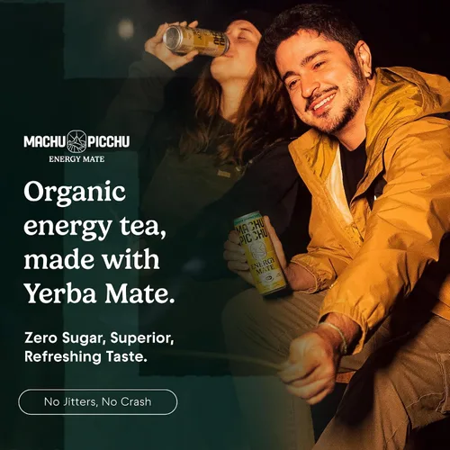 Vista 5 de MACHU PICCHU ENERGY, Yerba Mate Sin Carbonatar Cero Azúcar, Alternativa de Bebida Energética Limpia, 12 oz (Paquete de 12) – 120mg de Cafeína