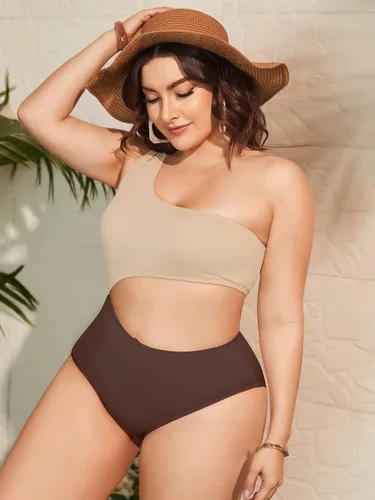 Vista 5 de Floerns Traje de baño de una pieza con corte de un hombro para mujer