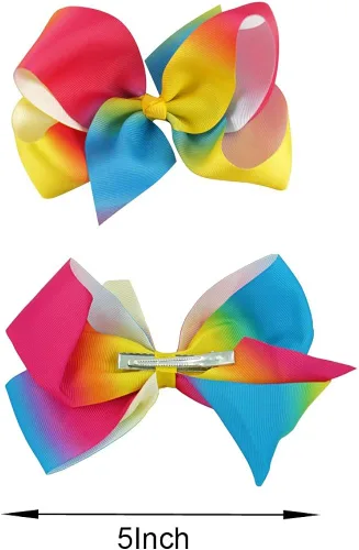 Vista 3 de BGFKS Falda de tutú de tul de ballet en capas para niñas pequeñas con lazos coloridos para el cabello, Arcoiris (Rainbow)