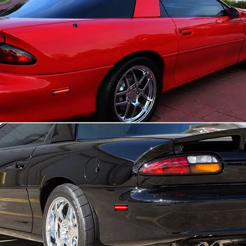 Vista 8 de Kit de lentes ahumadas de luces LED rojas completas compatibles con luces laterales de parachoques trasero Chevy Camaro 1993-2002