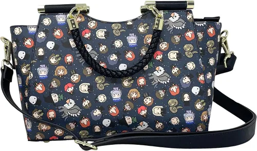 Vista 2 de Loungefly Harry Potter Hogwarts Chibi Personajes Crossbody Satchel Bolso Bolso, Blanco