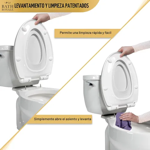 Vista 7 de Bath Royale Asiento de inodoro redondo de cierre suave con tapa BR500-00 blanco, cómodo, duradero, resistente, resistente a las manchas y fácil
