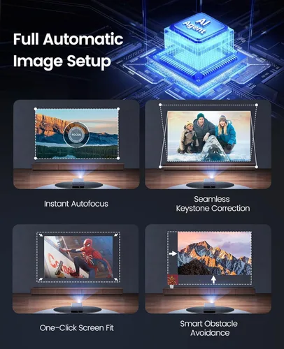 Vista 6 de [Aplicación oficial integrada/soporte 4K/compacto] Proyector inteligente con WiFi6 y Bluetooth, proyector de películas al aire libre y DoIby