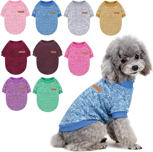 Vista 12 de 2 piezas de suéter clásico de punto para perro Idepet, abrigo de forro polar para perros pequeños y medianos, ropa cálida para perros y gatos