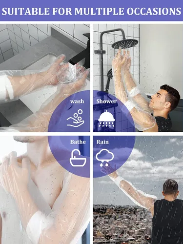 Vista 7 de Sosation 50 fundas impermeables para brazo para ducha, baño, protector de manga fundida para brazos, fundas protectoras de vendaje largo
