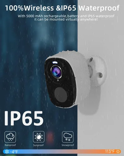 Vista 7 de Cámaras de seguridad WiFi 5G/2.4G inalámbricas para exteriores, cámaras WiFi alimentadas por batería 2K con detección de movimiento AI, foco