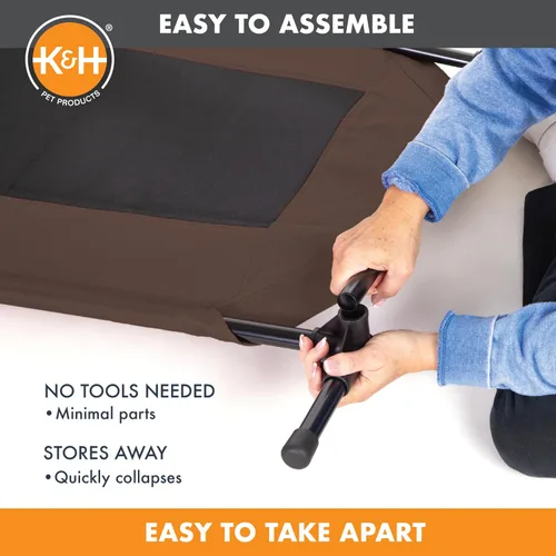 Vista 5 de K&H - Cama elevada para perros para exteriores, cama elevada para perros extra grandes y gigantes, diseño de hamaca central de malla transpirable