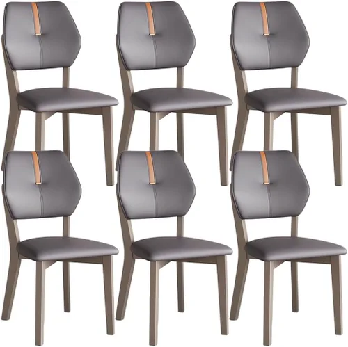 Vista 13 de YVYKFZD Solid Wood Dining Chairs Set, Leather Dining Room Chair, Armless Kitchen Chairs with Back, Upholstered Living Room Chair, for Bedroom Dark