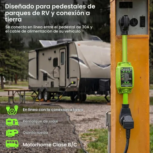 Vista 3 de GEARit Protector de sobretensiones RV de 50 AMP - Analizador de circuito, protector/monitor de voltaje con protección contra sobretensiones