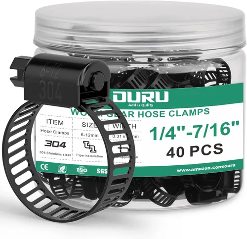 Vista 12 de OURU - Juego de 10 abrazaderas de manguera negras de 1"–2", abrazaderas de manguera pequeñas ajustables de 27–51mm de acero inoxidable, abrazaderas