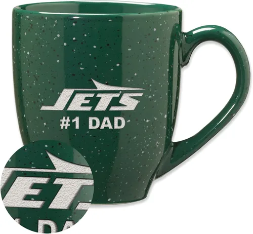Vista 60 de Rico Industries NFL Football #1 Dad 16 oz Team Color Laser Engraved Ceramic Coffee Mug