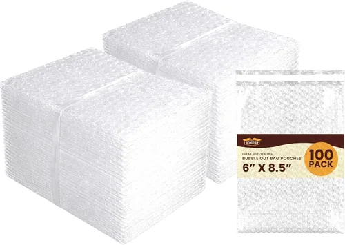 Vista 9 de The Boxery Bolsas de burbujas autoadhesivas transparentes de 3 x 5 pulgadas, paquete de 100