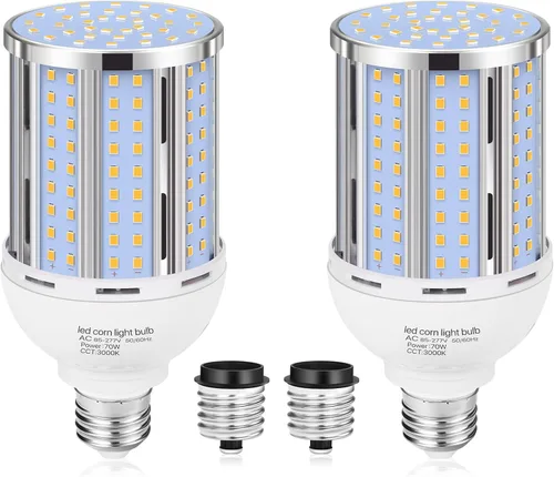 Vista 11 de Bombilla LED de Maíz de 44W (Paquete de 2), Sin Ventilador, (Equivalente a 390 Vatios) Base E26/E39 Mediana/Mogul Grande, Lámpara LED COB 3000K