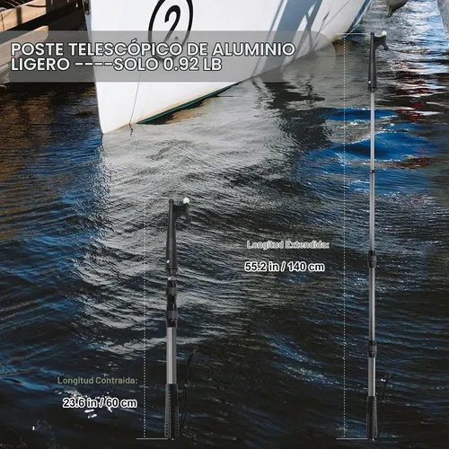 Vista 2 de SANLIKE Boat Hook, Floating Docking Push Pole, Boat Tool for Marine Boats 55 in Ganchos telescópicos para barcos - Grau
