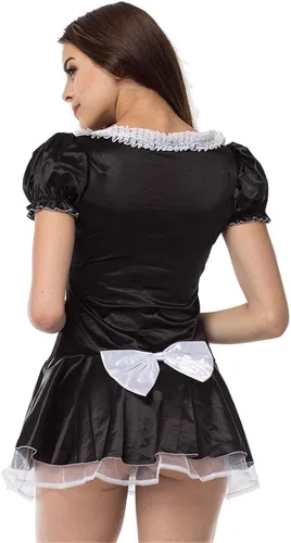 Vista 3 de Women's Fever Flirty French Maid Costume Sexy Halloween Party Cosplay Lolita Dress Lingerie with Apron Outfit Plus