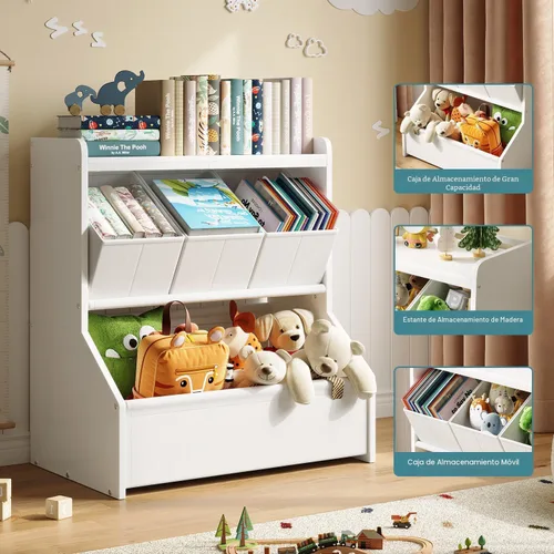 Vista 6 de Organizador de almacenamiento de juguetes para niños con estante