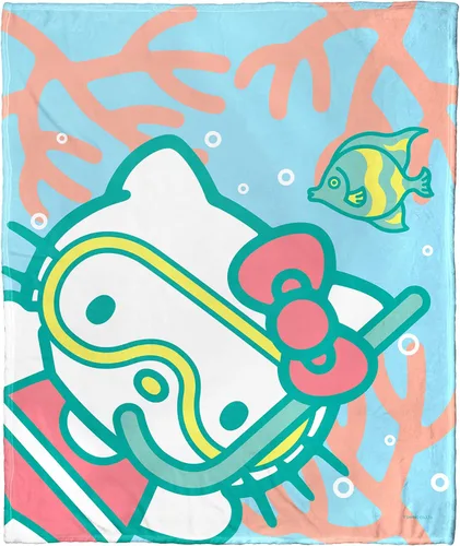 Vista 22 de Northwest Hello Kitty - Manta de seda táctil, 50 x 60 pulgadas, amigos de la playa