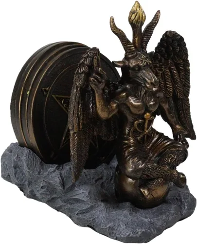 Vista 4 de Ebros Gift Wicca Occult Sabbatic Goat Baphomet - Juego de cuatro azulejos con respaldo de terciopelo, protector de muebles, bar, pub, cocina, acento