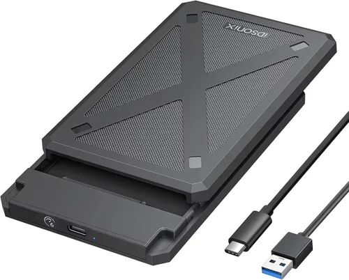Vista 8 de iDsonix Carcasa para disco duro de 2.5 pulgadas, 6Gbps USB C 3.1 a SATA III Caja de disco duro externo sin herramientas para SSD HDD de 0.276