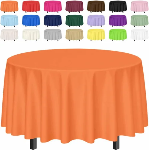 Vista 14 de SietDESEO Paquete de 2 manteles redondos de plástico de 84 x 84 pulgadas, impermeables, color negro, desechables para bodas, cumpleaños, baby Mantel