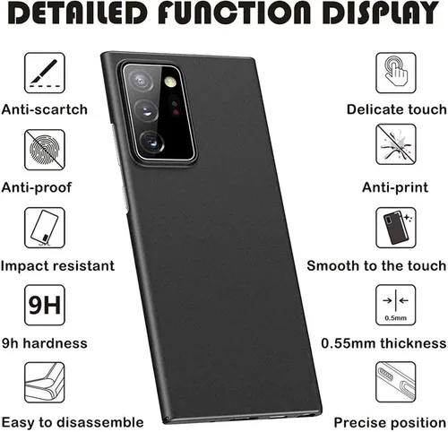 Vista 3 de Película de vidrio templado + cubierta para LG Wing [6.80 pulgadas], protector de pantalla y carcasa rígida a través de plástico negro