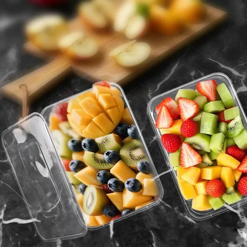 Vista 3 de 120 recipientes de plástico para preparación de comidas con tapas, contenedores desechables transparentes de 25 onzas para almacenamiento