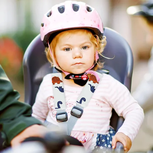 Vista 6 de Funda para correa de bebé para niños, 2 fundas para cinturón de seguridad de automóvil, protector de almohadilla para el cuello para niños recién
