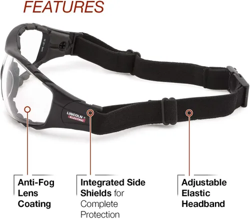 Vista 3 de Lincoln Electric Gafas de seguridad acolchadas Forro de espuma de 360 grados Diadema elástica ajustable K3119-1
