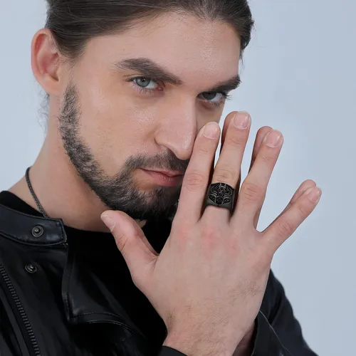 Vista 9 de FaithHeart Anubis - Anillos para hombres y mujeres, joyería de acero inoxidable resistente, anillo de amuleto de cruz Ankh, embalaje delicado, Acero
