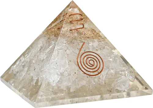 Vista 7 de Pirámide de orgón con cristal de angelita y punta de cuarzo de bobina curativa, piedras curativas naturales, generador de energía de orgonita