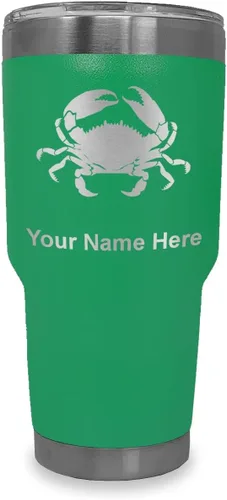 Vista 22 de LaserGram Vaso aislado al vacío de 20 onzas, cangrejo, grabado personalizado incluido (camuflaje verde)
