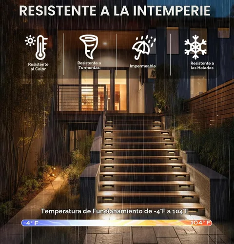 Vista 5 de CLOUDY BAY [Paquete de 12] Luces LED de Escalón de 3 Colores de Bajo Voltaje 12-24V para Exteriores, Luz de Contrahuella de Escalera de Paisajismo