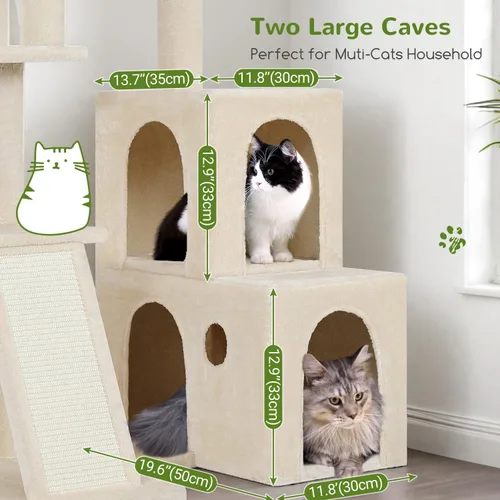 Vista 5 de Globlazer F50 Torre para Gatos para Gatos Adultos de Interior, Árbol para Gatos Resistente de 50 Pulgadas para Gatos Grandes, Casa de Árbol