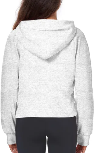 Vista 5 de FKEEP Womens Half Zip Hoodies Quarter Zipper Up Cropped Sweatshirt Long Sleeve Athletic Pullover Tops with Thumb Hole