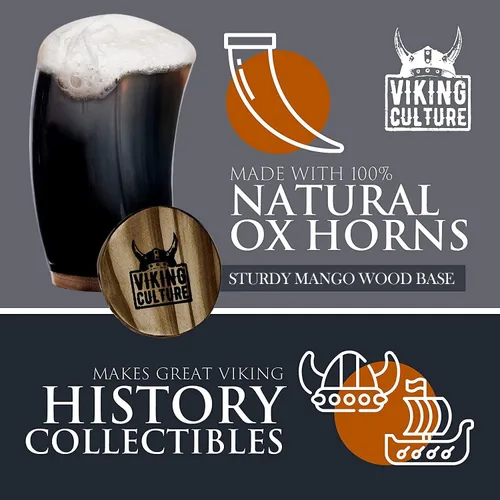 Vista 4 de Viking Culture Horn Mead Cup - Vaso de bebida de inspiración nórdica Copa hecha a mano para vino Beer Ale – Regalo seguro y único con abrebotellas