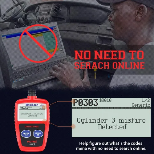 Vista 5 de Autel OBD2 Escáner MaxiScan MS309 para Coche, Lector de Códigos del Motor, Comprueba el Estado del Monitor de Emisiones, Nueva Herramienta