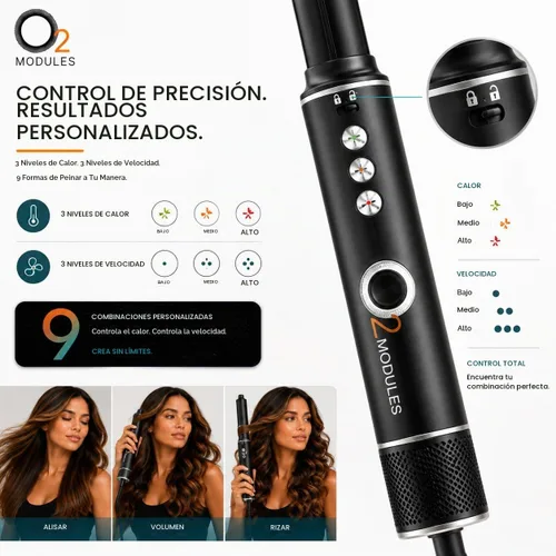 Vista 4 de O2 MODULES Secador de pelo todo en uno Air Wrap Hair Styler con 6