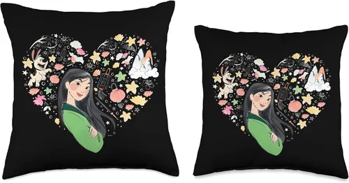 Vista 3 de Disney Princesa Mulan Collage - Almohada de corazón, 16 x 16 pulgadas, multicolor