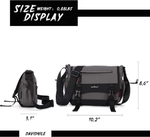 Vista 2 de KL928 Bolsa tipo mensajero para hombres y mujeres, bolsa para laptop de 13.5 pulgadas, bolsa de hombro ligera de nailon para viaje