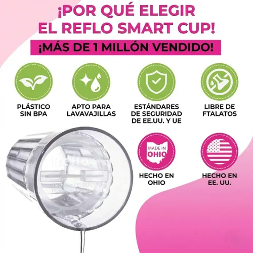 Vista 3 de Reflo Smart Cup - Paquete de vaso inteligente (azul, paquete de 1) Entrenamiento de destete Montessori para niños pequeños, diseño de vaso abierto