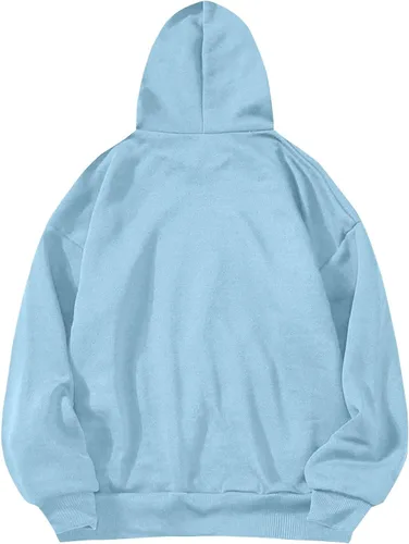 Vista 4 de BAXLIMEK Sudaderas con capucha de gran tamaño para mujer, trajes de moda de otoño 2023, sudadera casual de manga larga, sudaderas básicas de moda